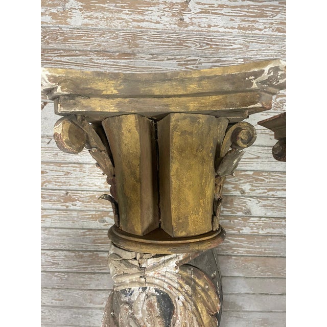 Wood Vintage Corinthian Pillars with Capitals, Set of 2 For Sale - Image 7 of 18