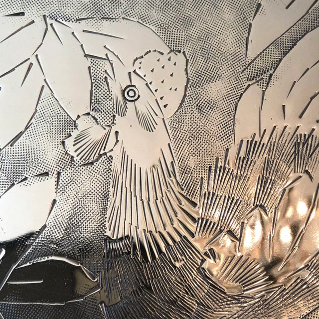 Wood Mid-20th Century Engraved Heavy Brass Two-Tier Chinese Tray Table For Sale - Image 7 of 13