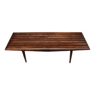 Mid-Century American Compact Slatted Stained Walnut Bench or Coffee Table For Sale