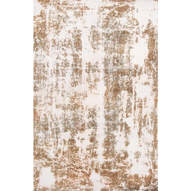Textile Vintage Distressed Handmade Allover Tan Wool Rug 7'8" X 11'8" For Sale - Image 7 of 7