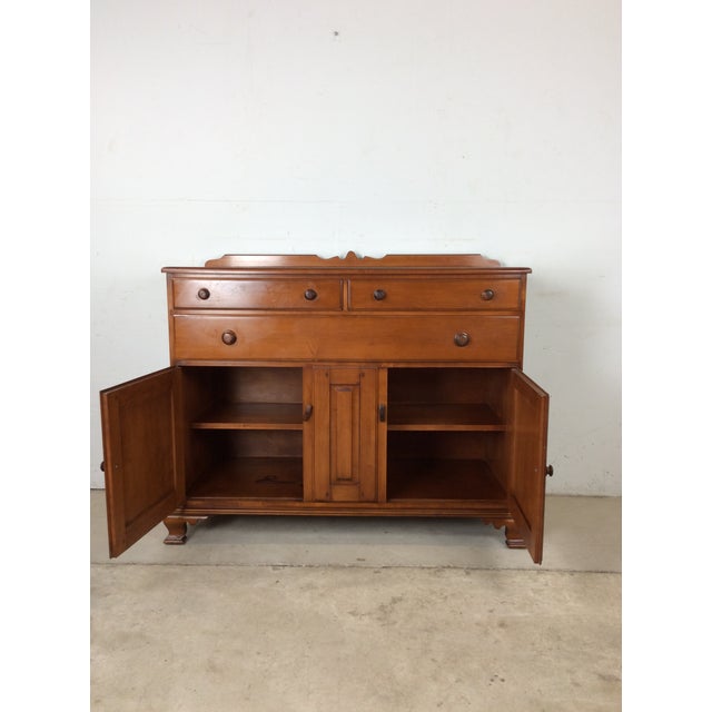 Wood Antique Country Style Maple Sideboard With Turned Wood Pulls For Sale - Image 7 of 18