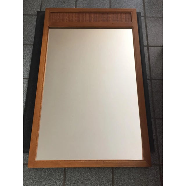 Wood Mid-Century Modern Walnut and Cane Mirror For Sale - Image 7 of 7