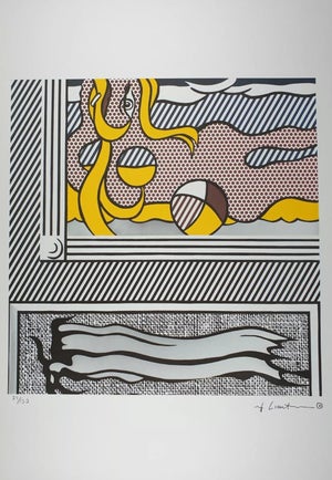 1980s After Roy Lichtenstein "Two Paintings Beach Ball" Limited Edition Lithograph