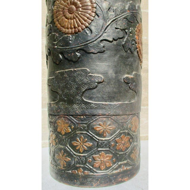 1900 - 1909 Tokoname Shudei Redware Umbrella Stand or Plantstand For Sale - Image 5 of 17