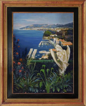 Alfredo Santini, Costiera Amalfitana, Oil on Canvas, Italy, Framed
