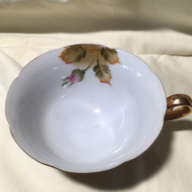 Vintage Lefton China HandPainted Roses With Gold Trim Luncheon Cup and