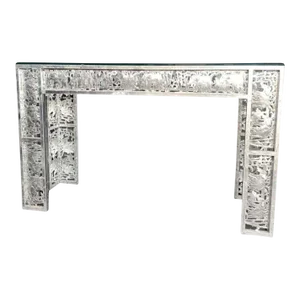 1950s Metal Silver Leaf Finish Console With Elephant Scenes in the Jungle