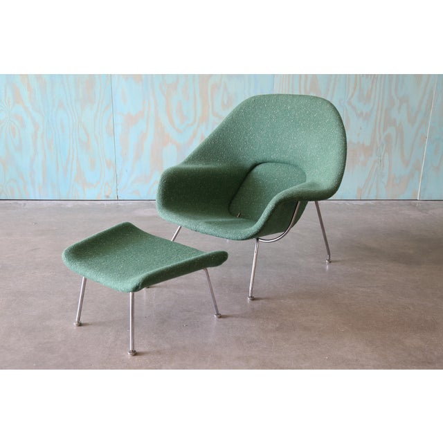1970 Knoll Womb Chair Green Wool For Sale - Image 10 of 11