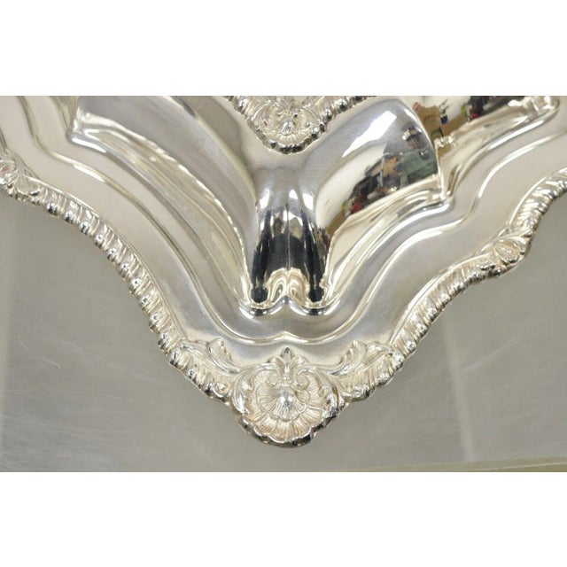 Silver Early 20th Century Silver Plated Victorian Scalloped Edge Lidded Vegetable Serving Platter Dish For Sale - Image 8 of 13