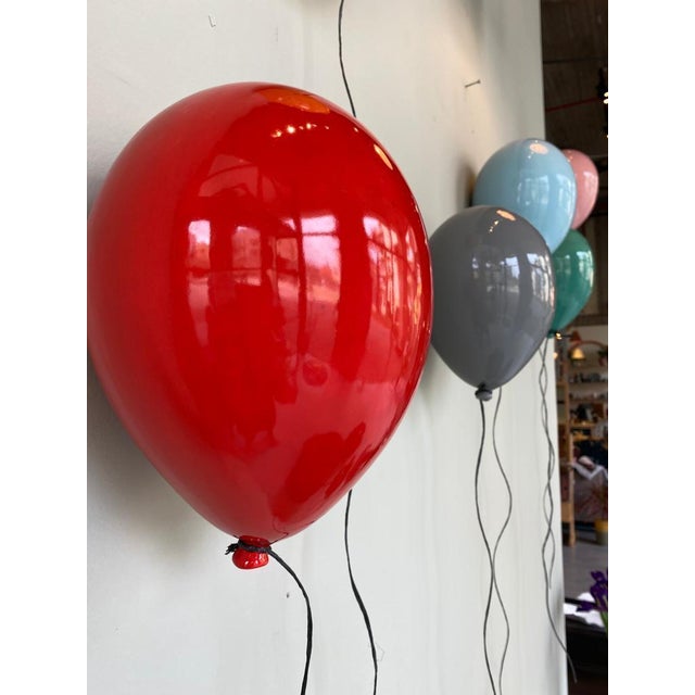Contemporary Grey Glossy Ceramic Balloon Wall Sculpture - Medium Size For Sale - Image 3 of 10