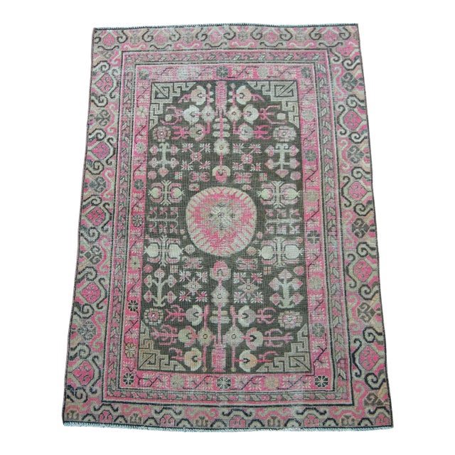 Early 20th Century Antique Khotan Samarkand Rug For Sale