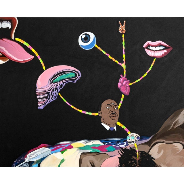 Nehemiah Cisneros (American, b. 1987), Wicked City, Acrylic on Canvas, 2024, signed and dated verso, unframed. 78" H x 95"...