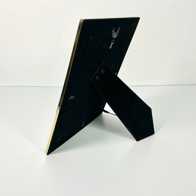 1980s 1980s Vintage Hollywood Regency Art Deco Lacquered Brass Tabletop Picture Frame, 8 X 10 For Sale - Image 5 of 10