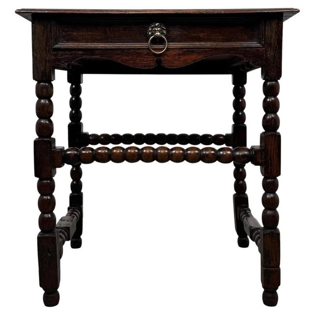 Antique 19th Century English Oak Bobbin-Turned Side Table For Sale - Image 3 of 12