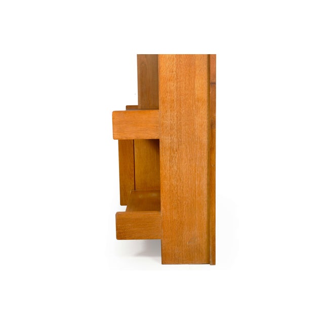 Brown French Modernist Oak Bar Cabinet Bookshelf by Guillerme and Chambron For Sale - Image 8 of 16