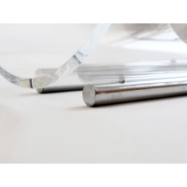 Metal Vintage Italian Acrylic and Chrome Magazine Rack, 1970s For Sale - Image 7 of 9