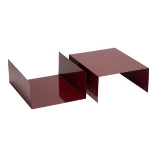 1960s Aluminum Paper Trays or Bookends Refinished in Wine Red - a Pair For Sale