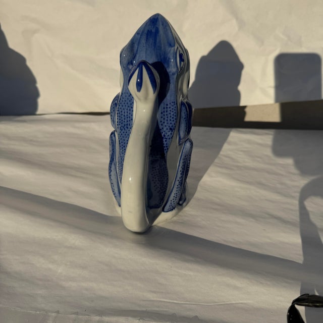 1990s Blue and White Frog Pitcher For Sale - Image 5 of 5