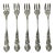 1940s Vintage Hollywood Regency English Chippendale Silverplate Seafood Forks - Set of 5 For Sale