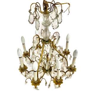 French Baroque Crystal Chandelier With 8 Candle Light For Sale