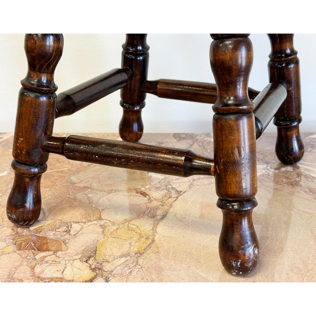 Vintage Turned Wood Stool For Sale - Image 9 of 10