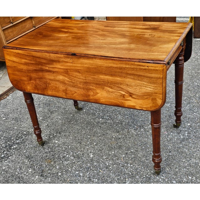 Brown Late Federal Fruitwood Single Drawer Dropleaf Pembroke Table, Circa 1800s For Sale - Image 8 of 12