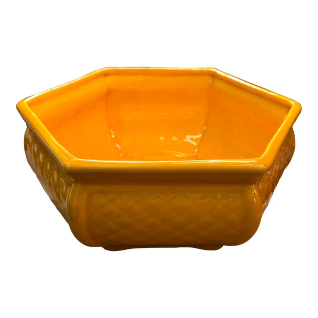 Vintage 1950's Hexagon Royal Heager Style Pottery Vase For Sale