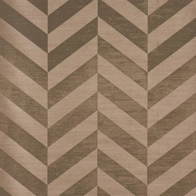 SAMPLE - Schumacher Staggered Chevron Sisal Wallpaper In Brown For Sale