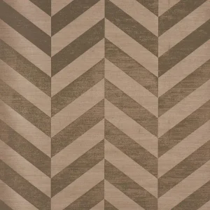 SAMPLE - Schumacher Staggered Chevron Sisal Wallpaper In Brown