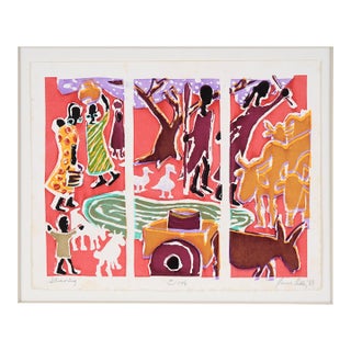 "Sharing" Multi Layer Screen Print on Paper by Jane Leddy For Sale