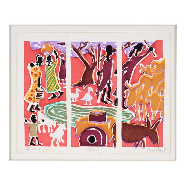 "Sharing" Multi Layer Screen Print on Paper by Jane Leddy For Sale