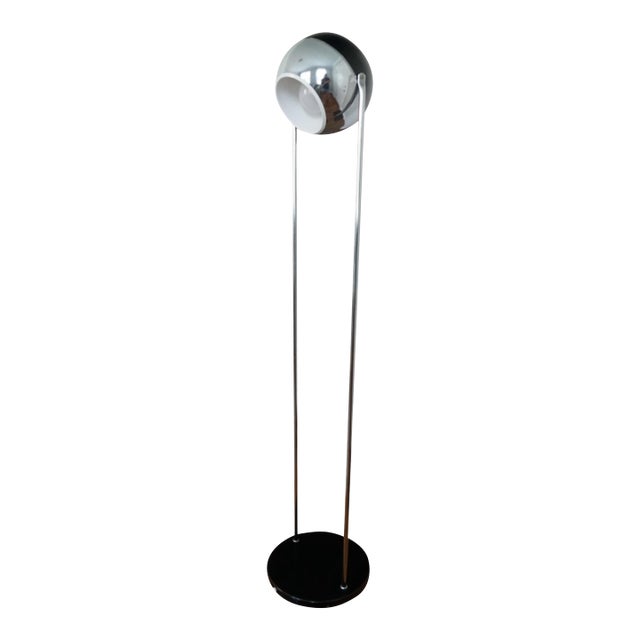1960s Space Age Chrome and Black Eyeball Floor Lamp For Sale