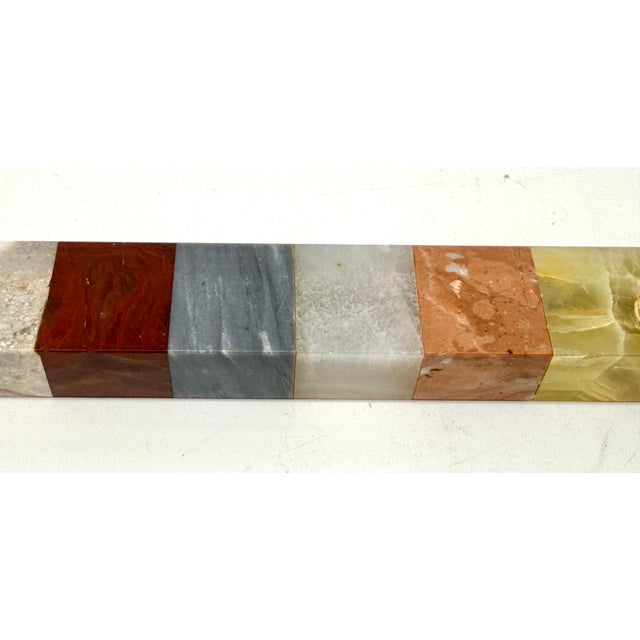 Antique Neoclassical Marble Ruler with Brass Caps, Late 19th Century For Sale - Image 13 of 18