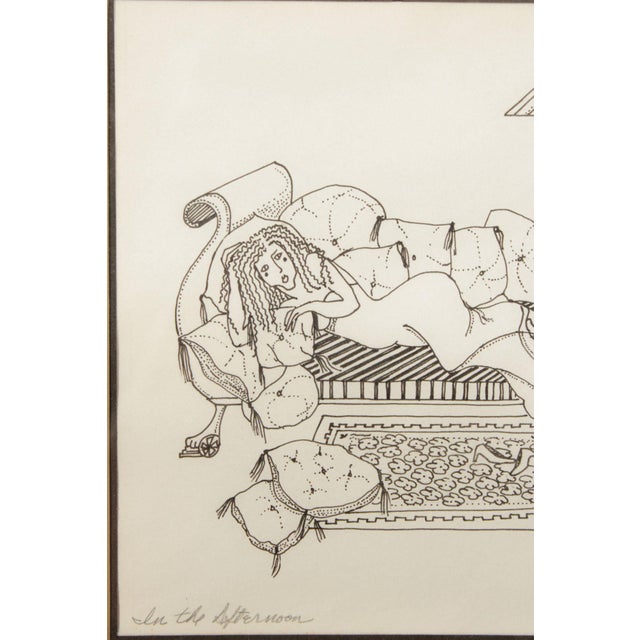 Davetta Greenberg Pen and Ink Drawing, 'In the Afternoon' For Sale - Image 10 of 12