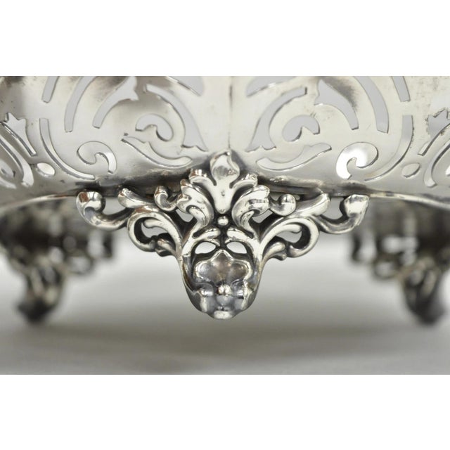 Antique Reed & Barton Reticulated Silver Plated Trinket Dish Bowl "B" Monogram For Sale In Philadelphia - Image 6 of 12