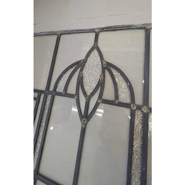 Early 20th Century Likely Antique Leaded Glass Window Panel With Geometric and Textured Glass Design. For Sale - Image 5 of 8