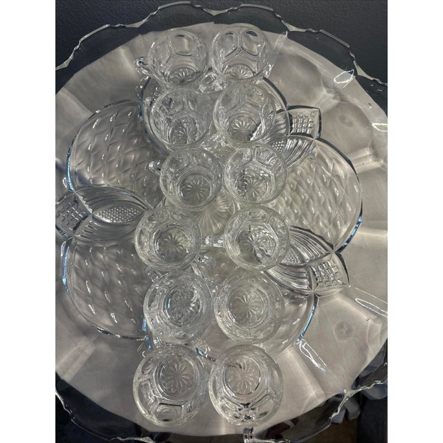 Late 19th Century Victorian Eapg Punch Bowl Service, 12 Cups, 20” Tray & Ladle For Sale - Image 9 of 12