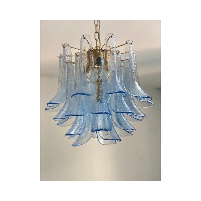 White Blue Selle Murano Glass Chandelier from Simoeng For Sale - Image 8 of 14