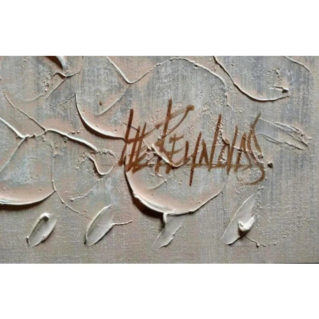 Vintage Lee Reynolds Postmodern Brutalist Industrial Textured Modern Neutral Gray New York City Oil on Canvas Cityscape Signed For Sale - Image 10 of 12