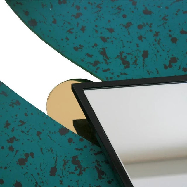 Metal Italian Green Bonnet Mirror by Elena Salmistraro For Sale - Image 7 of 10