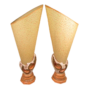 Pair Mid 20th Century Howard Kron Pottery Lamps and Shades