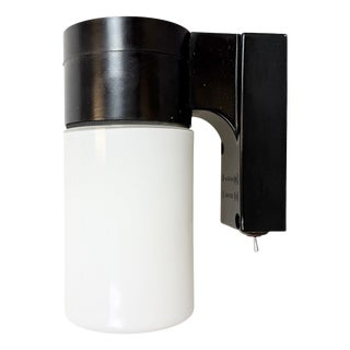 Industrial Brown Bakelite Wall Light in Milk Glass from Elektrosvit, 1960s For Sale