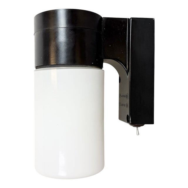 Industrial Brown Bakelite Wall Light in Milk Glass from Elektrosvit, 1960s For Sale