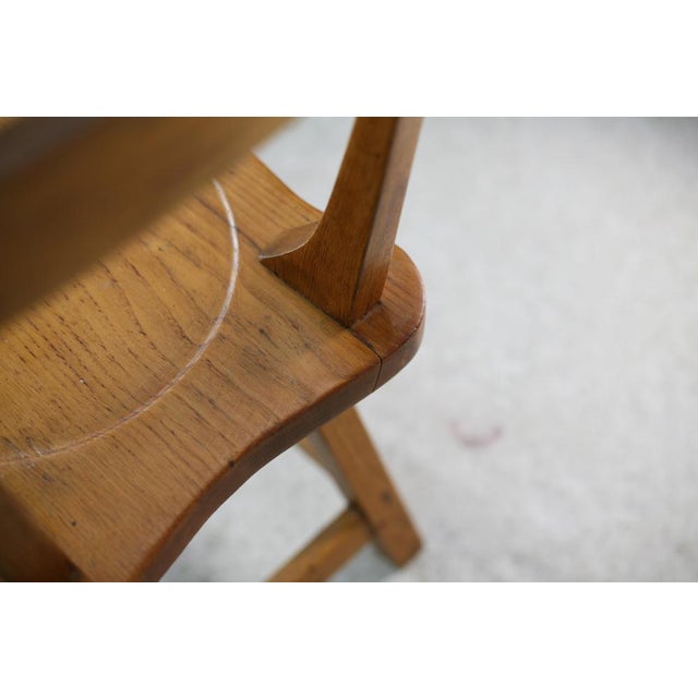 Pair of brutalist wooden stools. France, Circa 1960. Natural wood cracks, small traces. 1 small game without consequences...