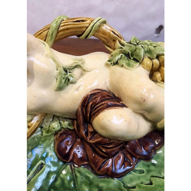 English Majolica Cherub Dish by Minton For Sale - Image 11 of 13