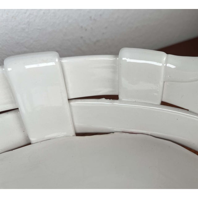 Vintage Italian White Ceramic Woven Basket Bowl For Sale - Image 13 of 18