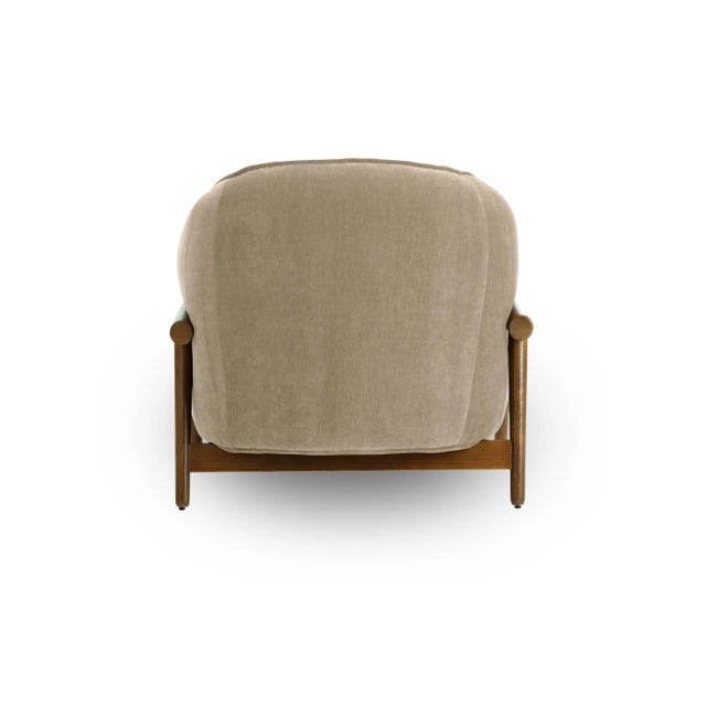 Piedmont Upcycled Chenille Taupe Accent Chair For Sale In Los Angeles - Image 6 of 7