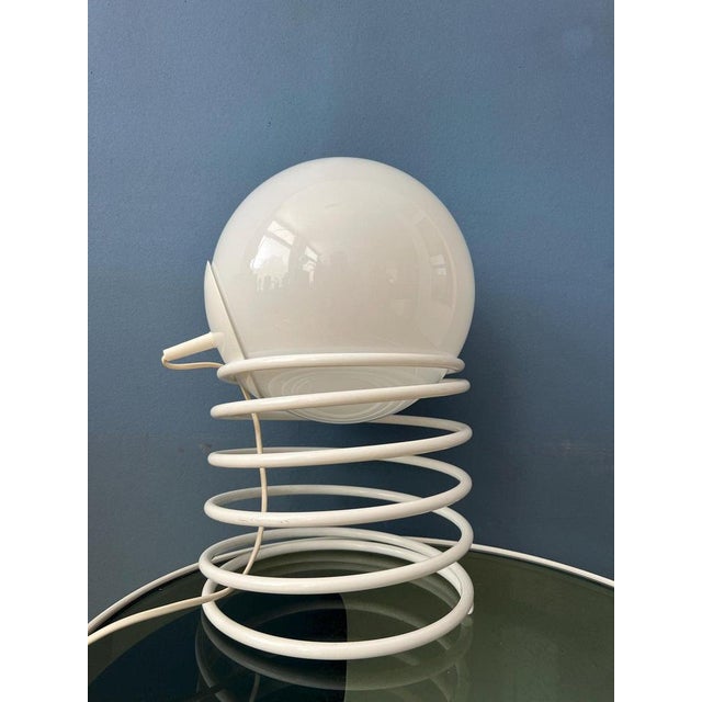 Large Mid-Century Opaline Milk Glass Spiral Table Lamp For Sale - Image 6 of 8