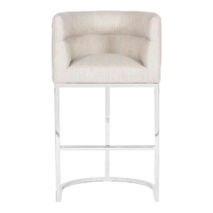 Emmett Bar Stool in Index Porcelain with Polished Nickel Barrel Base