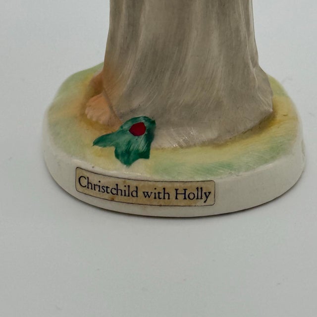 Vintage German Porcelain “Christchild With Holly” Figurine – Devotional Christmas Accent For Sale - Image 4 of 9